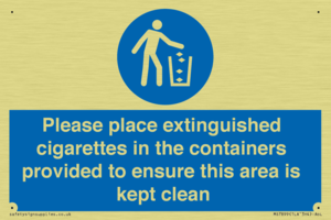 Please place extinguished cigarettes in the containers provided to ensure this area is kept clean